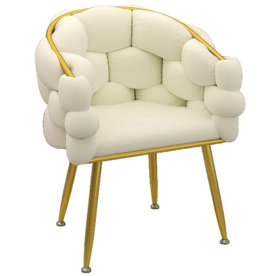 Contemporary Creative Curved Bubble Velvet Carbon Steel Vanity Stool Backrest Armrest For Bedroom