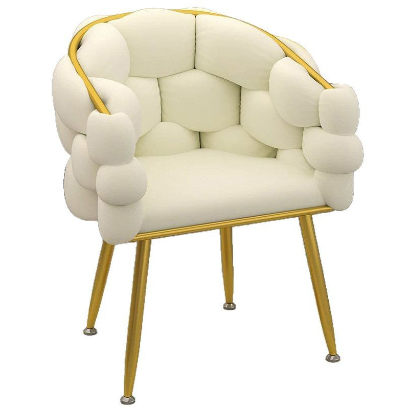 Contemporary Creative Curved Bubble Velvet Carbon Steel Vanity Stool Backrest Armrest For Bedroom