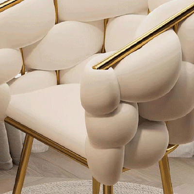 Contemporary Creative Curved Bubble Velvet Carbon Steel Vanity Stool Backrest Armrest For Bedroom