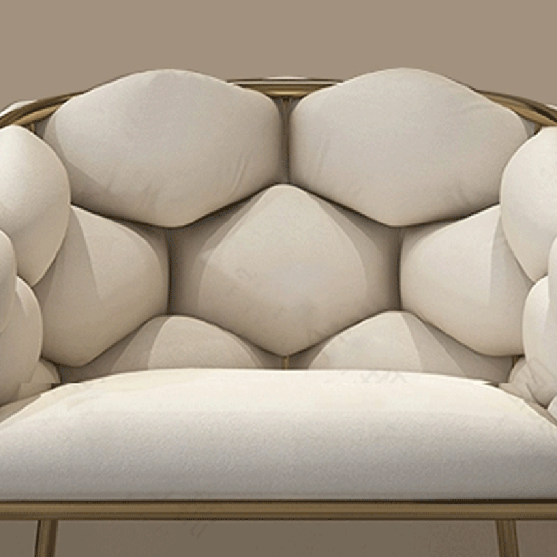 Contemporary Creative Curved Bubble Velvet Carbon Steel Vanity Stool Backrest Armrest For Bedroom