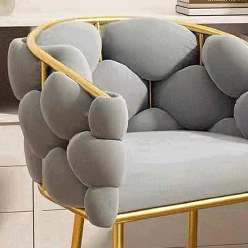 Contemporary Creative Curved Bubble Velvet Carbon Steel Vanity Stool Backrest Armrest For Bedroom
