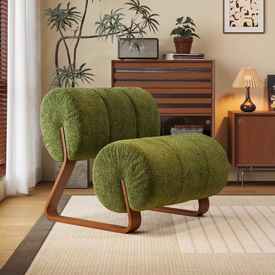 Contemporary Nordic Cylindrical Velvet Carbon Steel Accent Chair Backrest Armless For Living Room