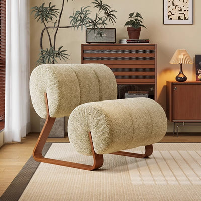 Contemporary Nordic Cylindrical Velvet Carbon Steel Accent Chair Backrest Armless For Living Room