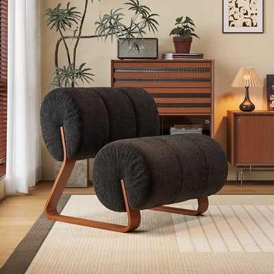 Contemporary Nordic Cylindrical Velvet Carbon Steel Accent Chair Backrest Armless For Living Room