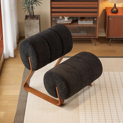 Contemporary Nordic Cylindrical Velvet Carbon Steel Accent Chair Backrest Armless For Living Room