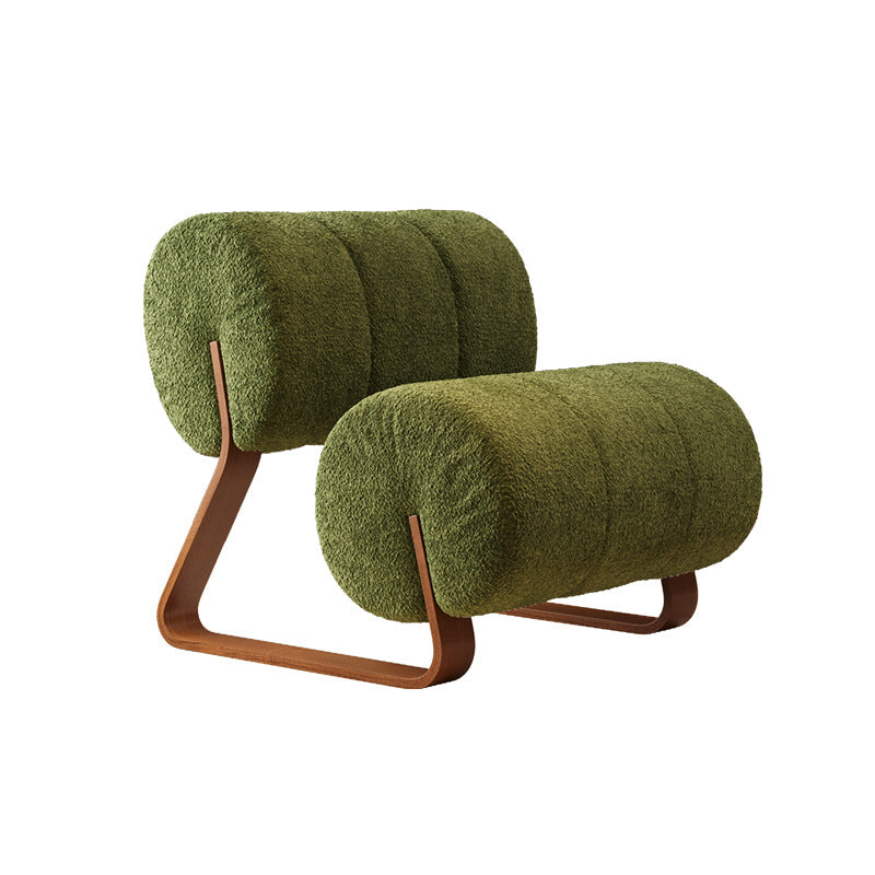 Contemporary Nordic Cylindrical Velvet Carbon Steel Accent Chair Backrest Armless For Living Room