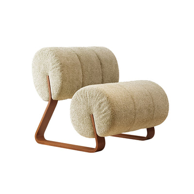 Contemporary Nordic Cylindrical Velvet Carbon Steel Accent Chair Backrest Armless For Living Room