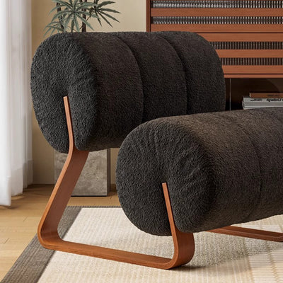 Contemporary Nordic Cylindrical Velvet Carbon Steel Accent Chair Backrest Armless For Living Room