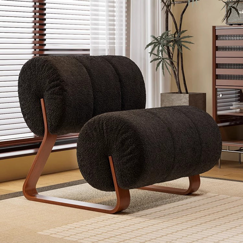 Contemporary Nordic Cylindrical Velvet Carbon Steel Accent Chair Backrest Armless For Living Room