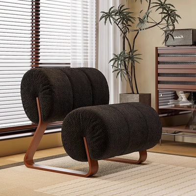 Contemporary Nordic Cylindrical Velvet Carbon Steel Accent Chair Backrest Armless For Living Room