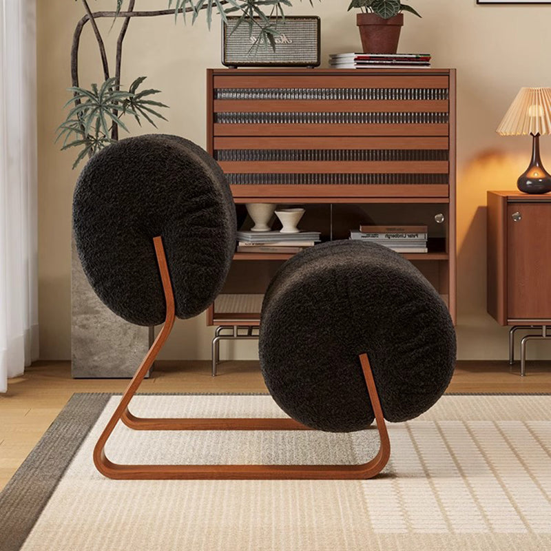 Contemporary Nordic Cylindrical Velvet Carbon Steel Accent Chair Backrest Armless For Living Room