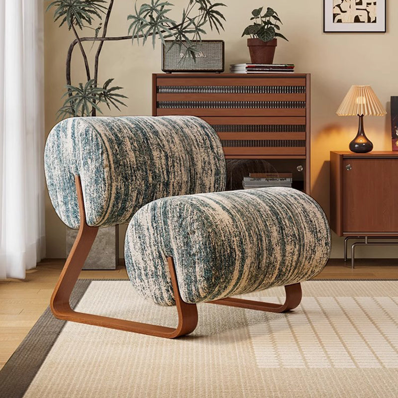 Contemporary Nordic Cylindrical Velvet Carbon Steel Accent Chair Backrest Armless For Living Room