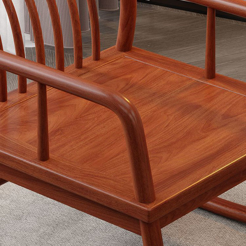 Traditional Chinese Rectangular Solid Wood Cotton-Linen Rocking Chair Backrest Armrest For Living Room