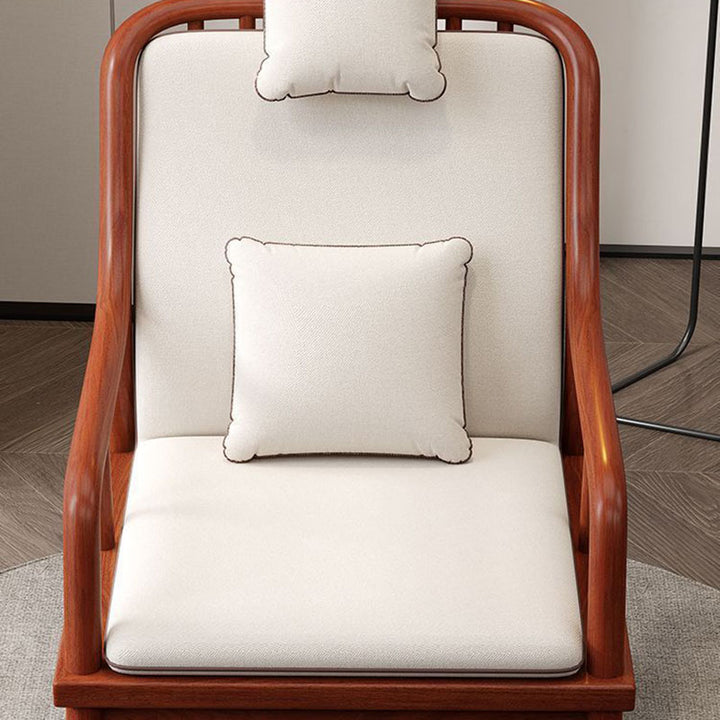 Traditional Chinese Rectangular Solid Wood &amp; Plywood Cotton-Linen Rocking Chair Backrest Armrest For Living Room