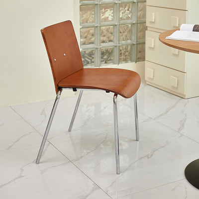 Modern Minimalist Rectangular Solid Wood Multi-Layer Plate Iron Dining Chair Backrest Armless For Dining Room