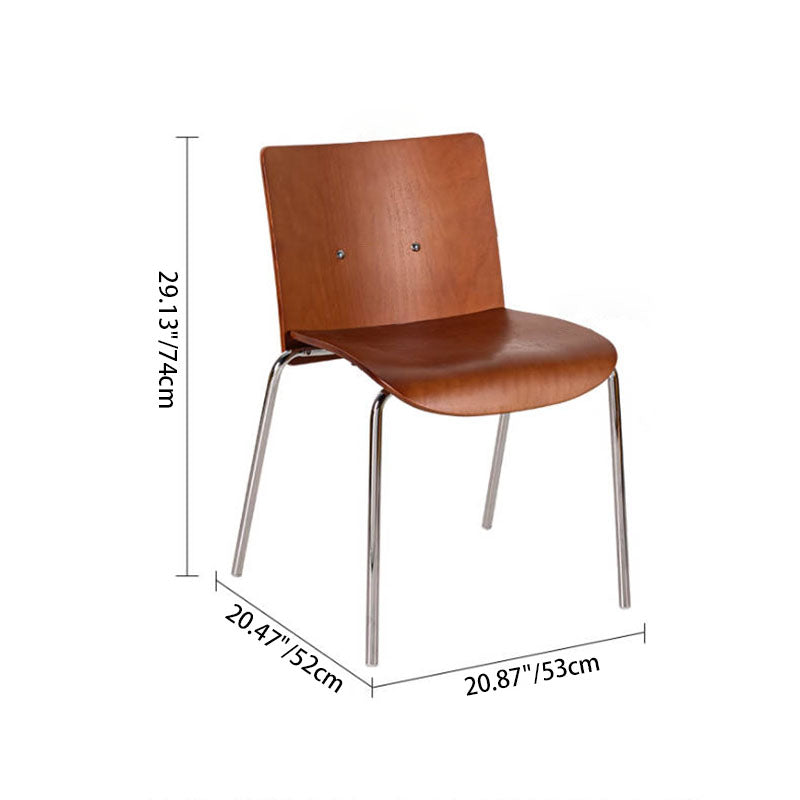 Modern Minimalist Rectangular Solid Wood Multi-Layer Plate Iron Dining Chair Backrest Armless For Dining Room