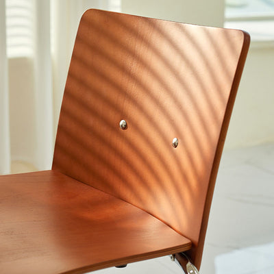 Modern Minimalist Rectangular Solid Wood Multi-Layer Plate Iron Dining Chair Backrest Armless For Dining Room