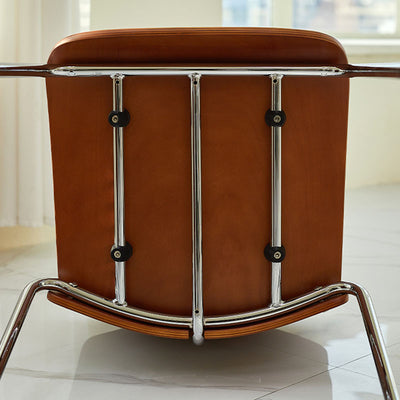 Modern Minimalist Rectangular Solid Wood Multi-Layer Plate Iron Dining Chair Backrest Armless For Dining Room