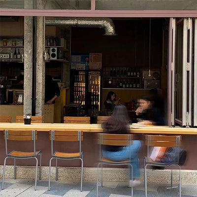 Modern Minimalist Rectangular Solid Wood Multi-Layer Plate Iron Stainless Steel Dining Chair Backrest Armless For Dining Room