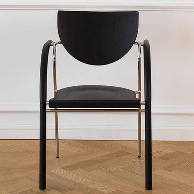 Modern Art Deco Curved Solid Wood Multi-Layer Plate Iron Stainless Steel Dining Chair Backrest Armrest For Dining Room