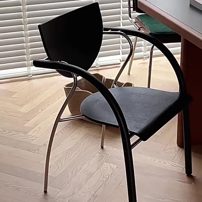 Modern Art Deco Curved Solid Wood Multi-Layer Plate Iron Stainless Steel Dining Chair Backrest Armrest For Dining Room
