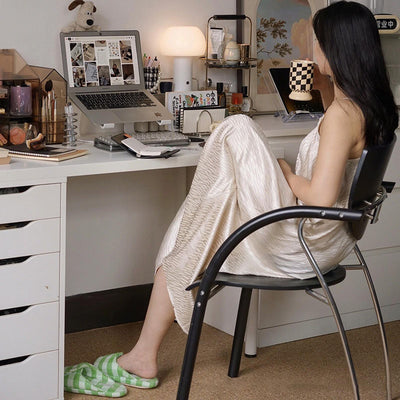 Modern Art Deco Curved Solid Wood Multi-Layer Plate Iron Stainless Steel Dining Chair Backrest Armrest For Dining Room