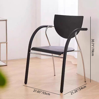 Modern Art Deco Curved Solid Wood Multi-Layer Plate Iron Stainless Steel Dining Chair Backrest Armrest For Dining Room