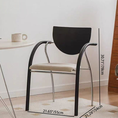 Modern Art Deco Curved Fabric Solid Wood Multi-Layer Plate Iron Stainless Steel Dining Chair Backrest Armrest For Dining Room