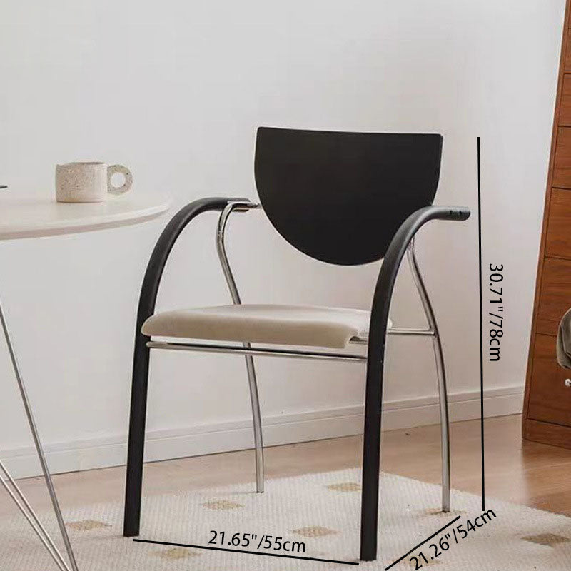 Modern Art Deco Curved Fabric Solid Wood Multi-Layer Plate Iron Stainless Steel Dining Chair Backrest Armrest For Dining Room