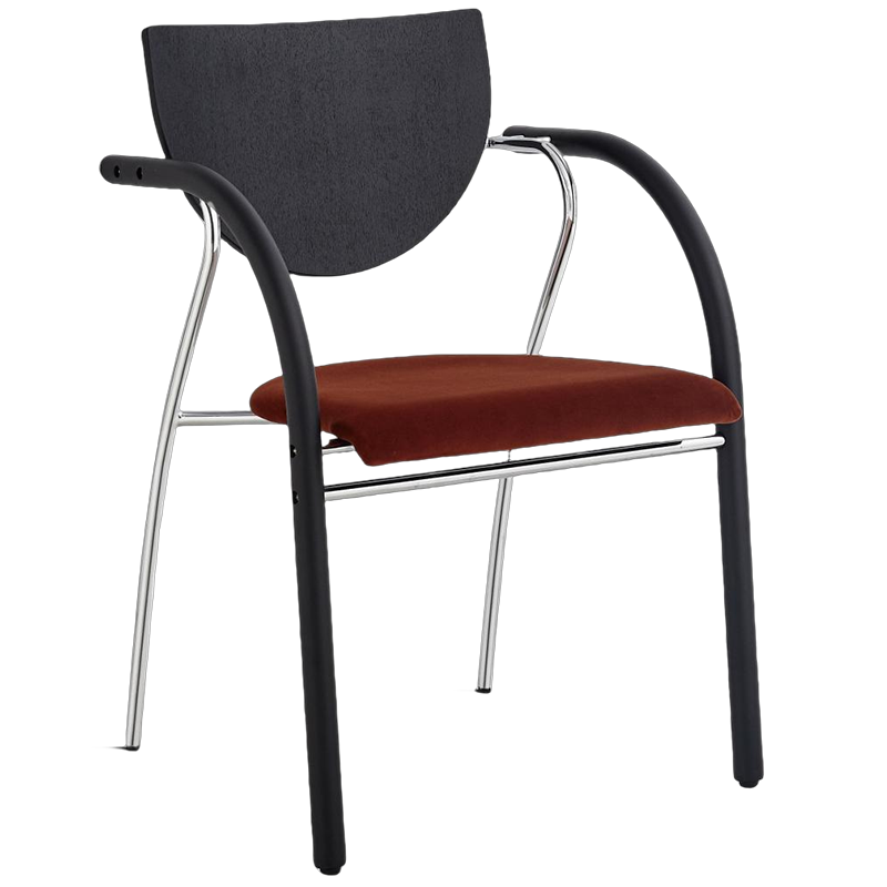Chaise de salle à manger moderne Art déco, courbée, en tissu, bois massif, plaque multicouche, fer, acier inoxydable, avec dossier et accoudoirs pour salle à manger 