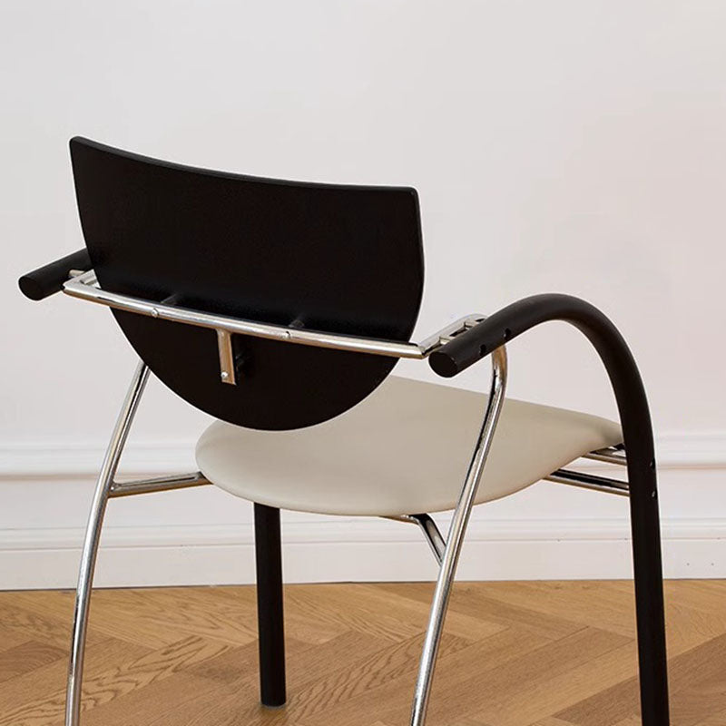Chaise de salle à manger moderne Art déco, courbée, en tissu, bois massif, plaque multicouche, fer, acier inoxydable, avec dossier et accoudoirs pour salle à manger 