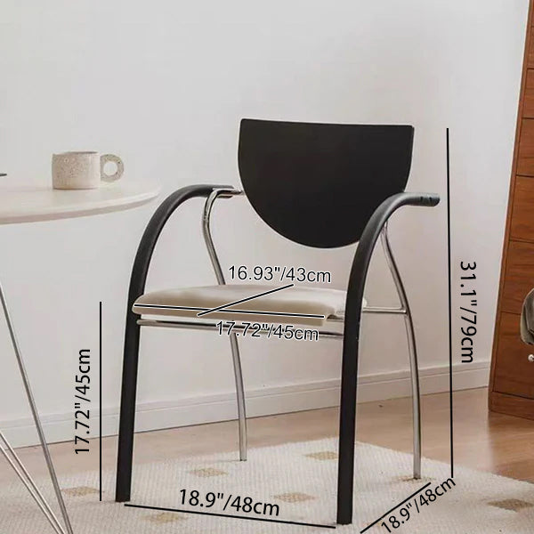 Chaise de salle à manger moderne Art déco, courbée, en tissu, bois massif, plaque multicouche, fer, acier inoxydable, avec dossier et accoudoirs pour salle à manger 