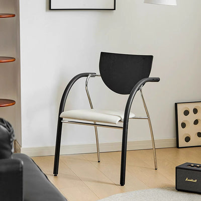 Modern Art Deco Curved Fabric Solid Wood Multi-Layer Plate Iron Stainless Steel Dining Chair Backrest Armrest For Dining Room