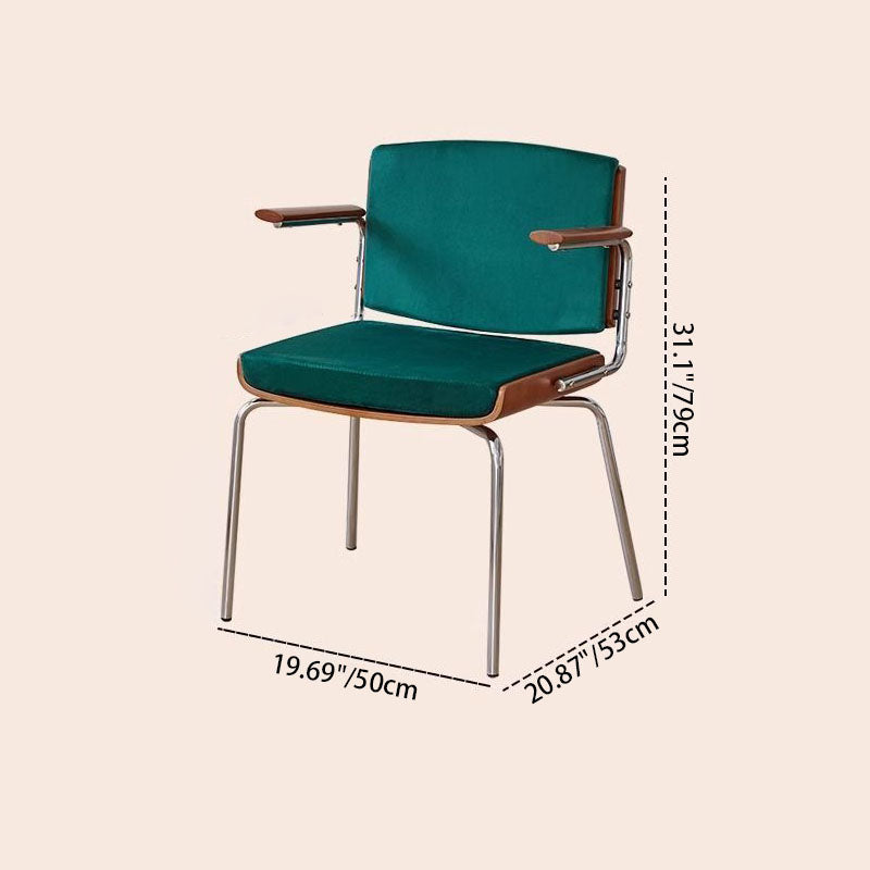 Modern Minimalist Rectangular Fabric Solid Wood Multi-Layer Plate Solid Wood Iron Stainless Steel Dining Chair Backrest Armrest For Dining Room