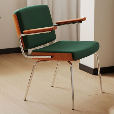 Modern Minimalist Rectangular Fabric Solid Wood Multi-Layer Plate Solid Wood Iron Stainless Steel Dining Chair Backrest Armrest For Dining Room