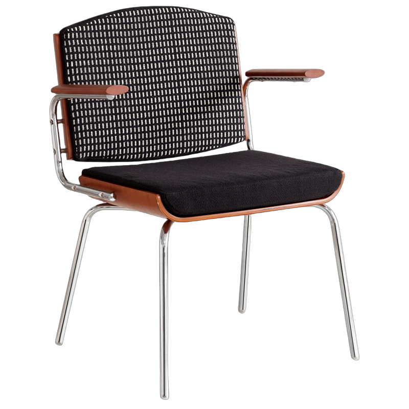 Moderner minimalistischer rechteckiger Stoff Massivholz Mehrschichtplatte Massivholz Eisen Edelstahl Esszimmerstuhl Rückenlehne Armlehne für Esszimmer 