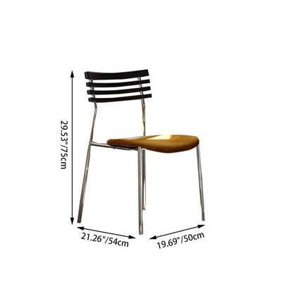 Modern Minimalist Rectangular Fabric Solid Wood Multi-Layer Plate Iron Dining Chair Backrest Armless For Dining Room