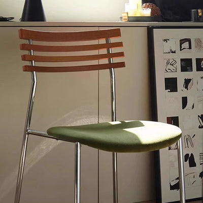 Modern Minimalist Rectangular Fabric Solid Wood Multi-Layer Plate Iron Dining Chair Backrest Armless For Dining Room