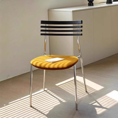 Modern Minimalist Rectangular Fabric Solid Wood Multi-Layer Plate Iron Dining Chair Backrest Armless For Dining Room