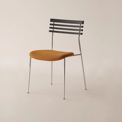 Modern Minimalist Rectangular Fabric Solid Wood Multi-Layer Plate Iron Dining Chair Backrest Armless For Dining Room