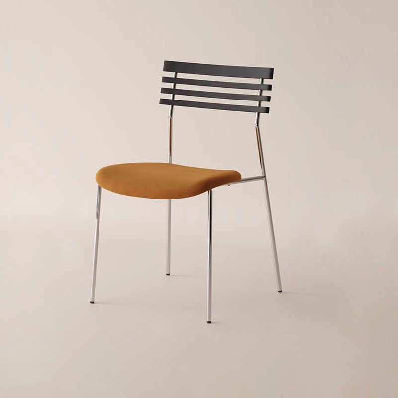 Modern Minimalist Rectangular Fabric Solid Wood Multi-Layer Plate Iron Dining Chair Backrest Armless For Dining Room