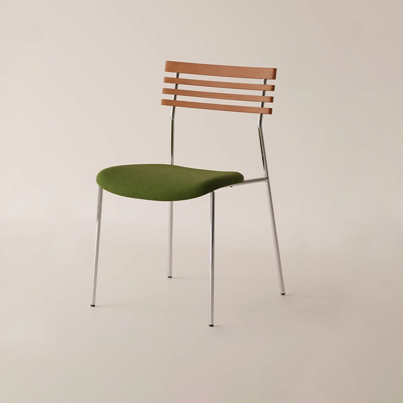 Modern Minimalist Rectangular Fabric Solid Wood Multi-Layer Plate Iron Dining Chair Backrest Armless For Dining Room