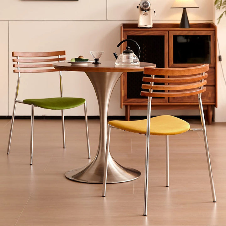 Modern Minimalist Rectangular Fabric Solid Wood Multi-Layer Plate Iron Dining Chair Backrest Armless For Dining Room