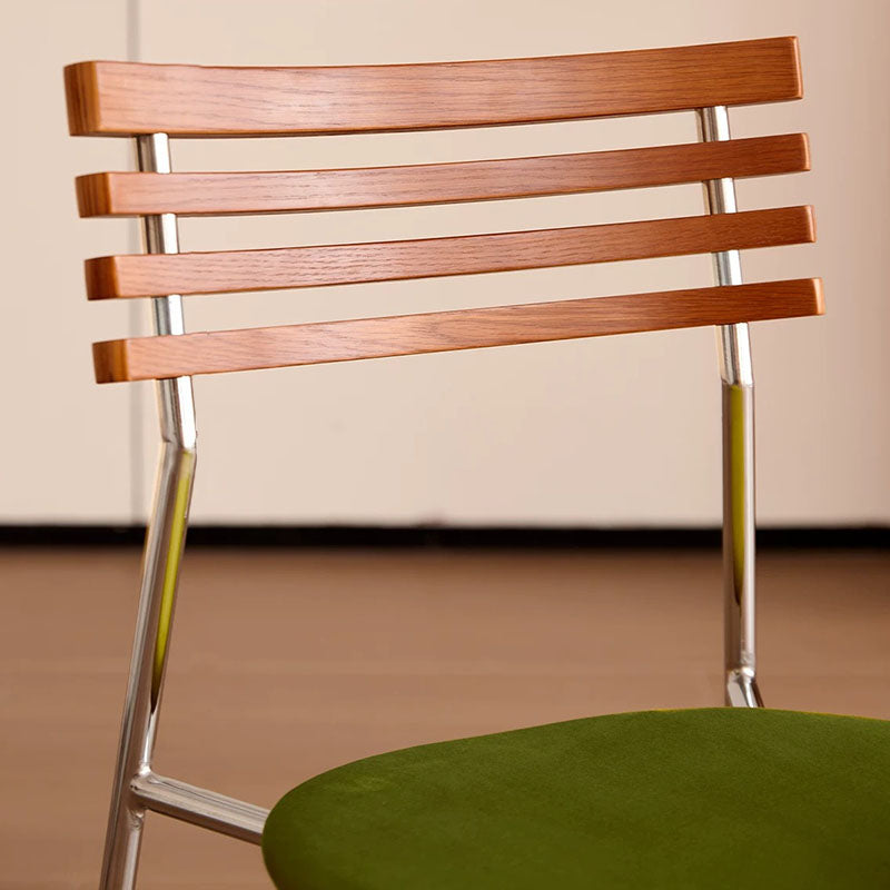 Modern Minimalist Rectangular Fabric Solid Wood Multi-Layer Plate Iron Dining Chair Backrest Armless For Dining Room