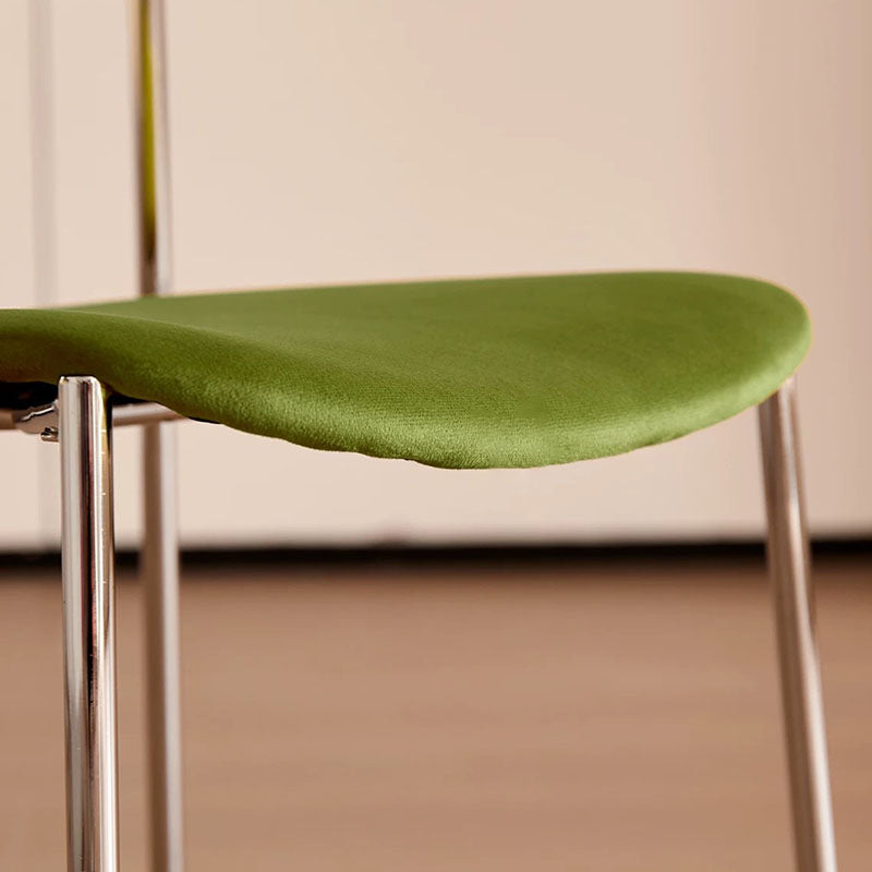 Modern Minimalist Rectangular Fabric Solid Wood Multi-Layer Plate Iron Dining Chair Backrest Armless For Dining Room