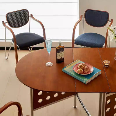 Modern Art Deco Curved Fabric Solid Wood Multi-Layer Plate Iron Dining Chair Backrest Armrest For Dining Room