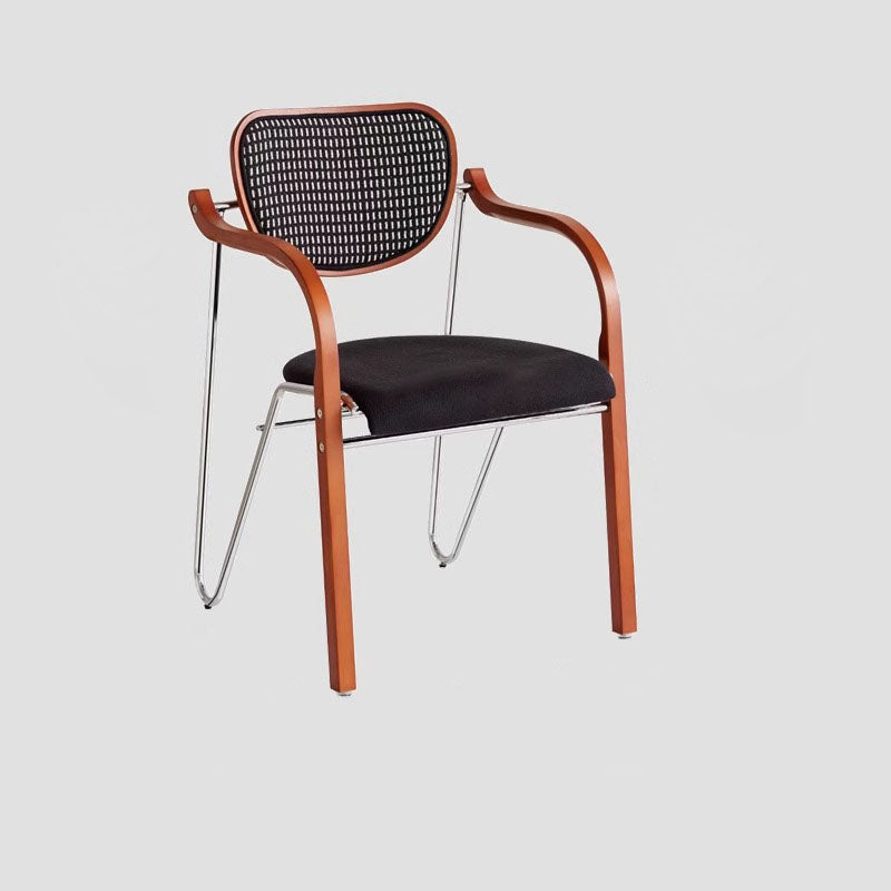 Modern Art Deco Curved Fabric Solid Wood Multi-Layer Plate Iron Dining Chair Backrest Armrest For Dining Room