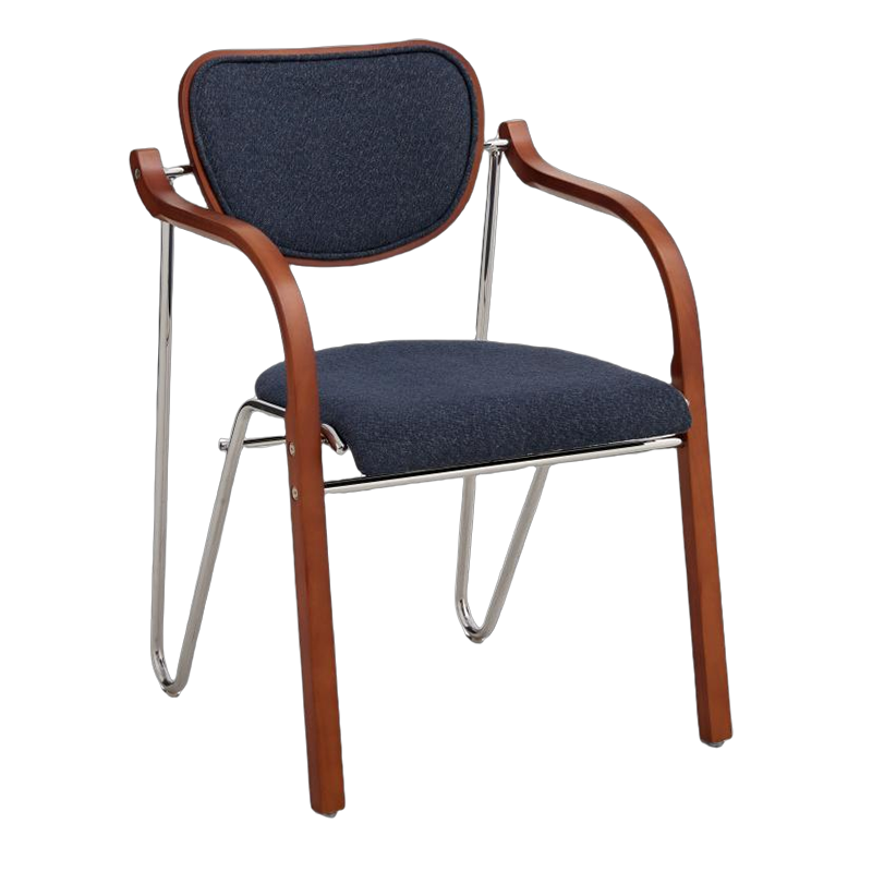 Modern Art Deco Curved Fabric Solid Wood Multi-Layer Plate Iron Dining Chair Backrest Armrest For Dining Room