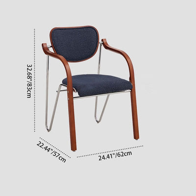Modern Art Deco Curved Fabric Solid Wood Multi-Layer Plate Iron Dining Chair Backrest Armrest For Dining Room