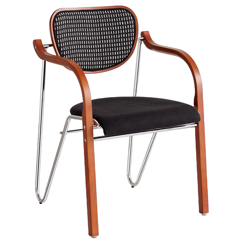 Modern Art Deco Curved Fabric Solid Wood Multi-Layer Plate Iron Dining Chair Backrest Armrest For Dining Room